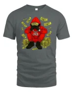 Money Hustler Red Hoodie Cool Streetwear T-Shirt - gray t-shirt on white background