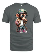 Cool Monkey Swag Streetwear Funny Graphic T-Shirt - gray t-shirt on white background