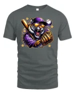 Savage Tiger Baseball Champion Graphic T-Shirt - gray t-shirt on white background