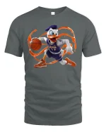 Funny Duck Basketball Dribble Cool Graphic T-Shirt - gray t-shirt on white background