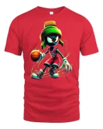 Space Hooper Alien Basketball Graphic Tee - red t-shirt on white background