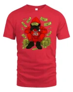 Money Hustler Red Hoodie Cool Streetwear T-Shirt - red t-shirt on white background