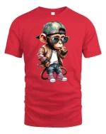Cool Monkey Swag Streetwear Funny Graphic T-Shirt - red t-shirt on white background
