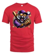 Savage Tiger Baseball Champion Graphic T-Shirt - red t-shirt on white background