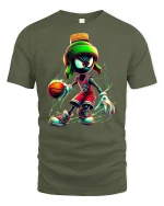 Space Hooper Alien Basketball Graphic Tee - military green t-shirt on white background