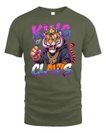 King Of Claws Tiger Streetwear Graphic T-Shirt - military green t-shirt on white background