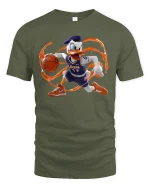 Funny Duck Basketball Dribble Cool Graphic T-Shirt - military green t-shirt on white background
