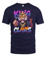 King Of Claws Tiger Streetwear Graphic T-Shirt - navy t-shirt on white background