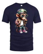 Cool Monkey Swag Streetwear Funny Graphic T-Shirt - navy t-shirt on white background
