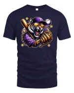 Savage Tiger Baseball Champion Graphic T-Shirt - navy t-shirt on white background