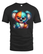 Angry Colorful Koala T-Shirt - Funny Cute Attitude Tee - black t-shirt on white background