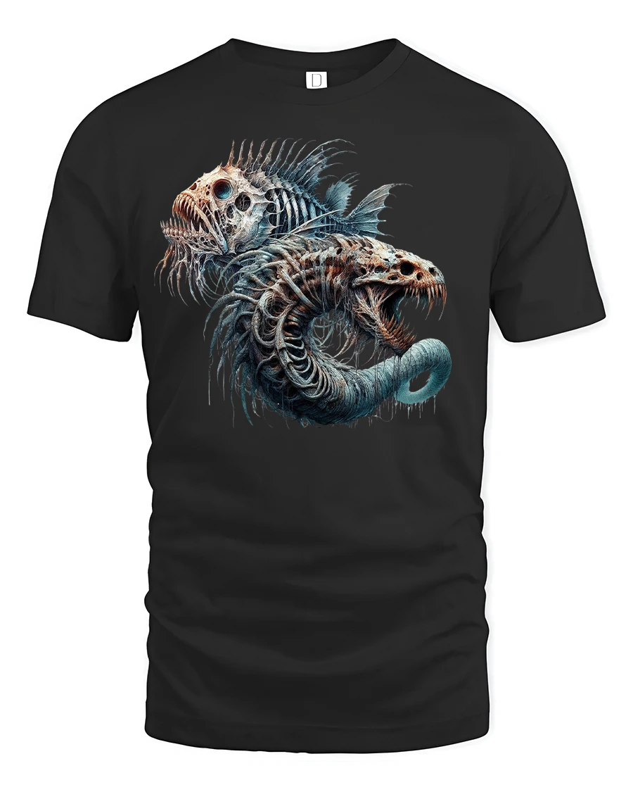 Abyssal Monster Fish T-Shirt - Deep Sea Horror Art - 1 Abyssal Monster Fish T-Shirt - Deep Sea Horror Art - black t-shirt on white background