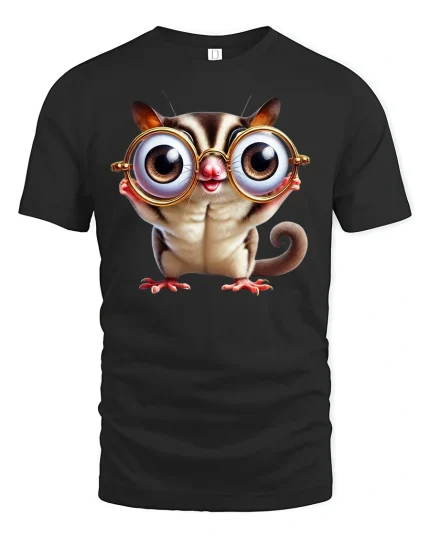 Cute Big Eyes Animal T-Shirt - Funny Nerdy Style Tee - black t-shirt on white background
