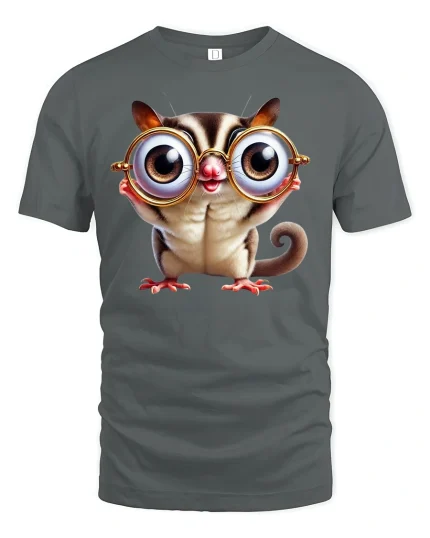 Cute Big Eyes Animal T-Shirt - Funny Nerdy Style Tee - gray t-shirt on white background