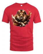 Majestic Lion King T-Shirt - Wild Spirit Power Tee - red t-shirt on white background