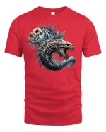 Abyssal Monster Fish T-Shirt - Deep Sea Horror Art - red t-shirt on white background
