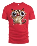 Cute Big Eyes Animal T-Shirt - Funny Nerdy Style Tee - red t-shirt on white background
