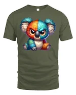 Angry Colorful Koala T-Shirt - Funny Cute Attitude Tee - military green t-shirt on white background