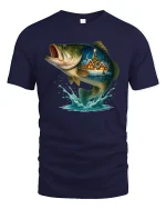 Christmas Bass Fish T-Shirt - Holiday Fishing Spirit - navy t-shirt on white background