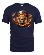 Majestic Lion T-Shirt - Bold King of the Jungle Art - navy t-shirt on white background