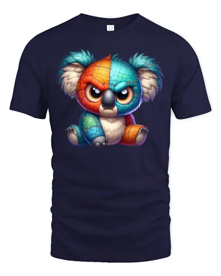 Angry Colorful Koala T-Shirt - Funny Cute Attitude Tee - navy t-shirt on white background