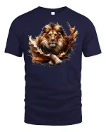 Majestic Lion King T-Shirt - Wild Spirit Power Tee - navy t-shirt on white background