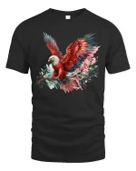 Majestic Red Eagle T-Shirt - Bold Freedom Spirit Tee - black t-shirt on white background