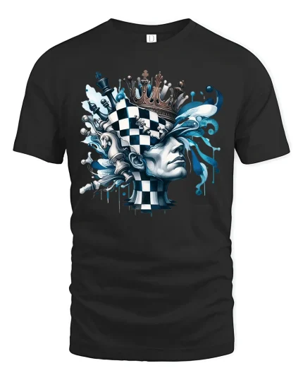 Chess King T-Shirt - Artistic Strategy Mind Game Tee - black t-shirt on white background