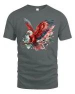 Majestic Red Eagle T-Shirt - Bold Freedom Spirit Tee - gray t-shirt on white background