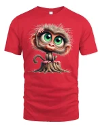 Cute Big-Eyed Monkey T-Shirt - Funny Curious Animal Tee - red t-shirt on white background