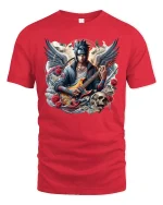 Anime Rock Angel T-Shirt - Guitar Hero Street Style - red t-shirt on white background