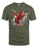 Majestic Red Eagle T-Shirt - Bold Freedom Spirit Tee - military green t-shirt on white background