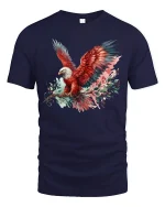 Majestic Red Eagle T-Shirt - Bold Freedom Spirit Tee - navy t-shirt on white background