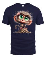 Cute Big-Eyed Monkey T-Shirt - Funny Curious Animal Tee - navy t-shirt on white background