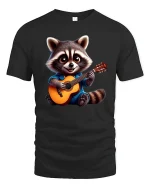 Guitar Raccoon T-Shirt - Cute Music Lover Tee - black t-shirt on white background