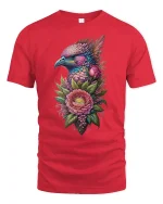 Colorful Eagle Flower T-Shirt - Bold Nature Art Style - red t-shirt on white background