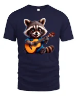 Guitar Raccoon T-Shirt - Cute Music Lover Tee - navy t-shirt on white background