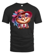 Dapper Beaver T-Shirt - Funny Animal in Suit and Hat Tee - black t-shirt on white background