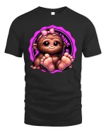Cute Baby Monkey T-Shirt - Adorable Pink Bow Tee - black t-shirt on white background