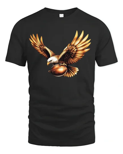 Bald Eagle Football T-Shirt - American Pride Sports Tee - black t-shirt on white background