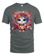 Cute Rainbow Cat T-Shirt - Funny Colorful Kitty Tee - gray t-shirt on white background