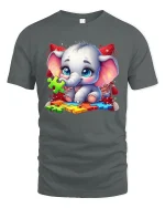 Cute Baby Elephant T-Shirt - Puzzle Autism Awareness Tee - gray t-shirt on white background