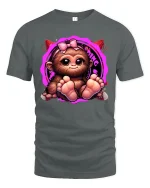 Cute Baby Monkey T-Shirt - Adorable Pink Bow Tee - gray t-shirt on white background