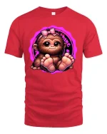 Cute Baby Monkey T-Shirt - Adorable Pink Bow Tee - red t-shirt on white background