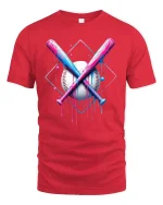 Neon Baseball Bats T-Shirt - Colorful Drip Art Style - red t-shirt on white background