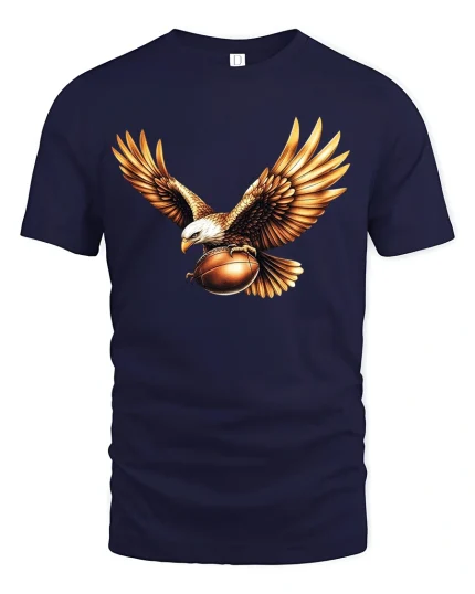 Bald Eagle Football T-Shirt - American Pride Sports Tee - navy t-shirt on white background