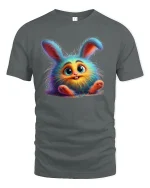 Rainbow Bunny Tee - Cute Fluffy Colorful Animal T-Shirt - gray t-shirt on white background
