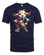 Cozy Goat Adventure Tee - Cute Colorful Animal T-Shirt - navy t-shirt on white background