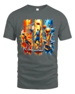 Championship Basketball Action Graphic T-Shirt for Sports Fans - gray t-shirt on white background