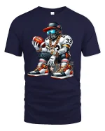 Cool Football Player Streetwear Graphic T-Shirt Hip Hop Style - navy t-shirt on white background